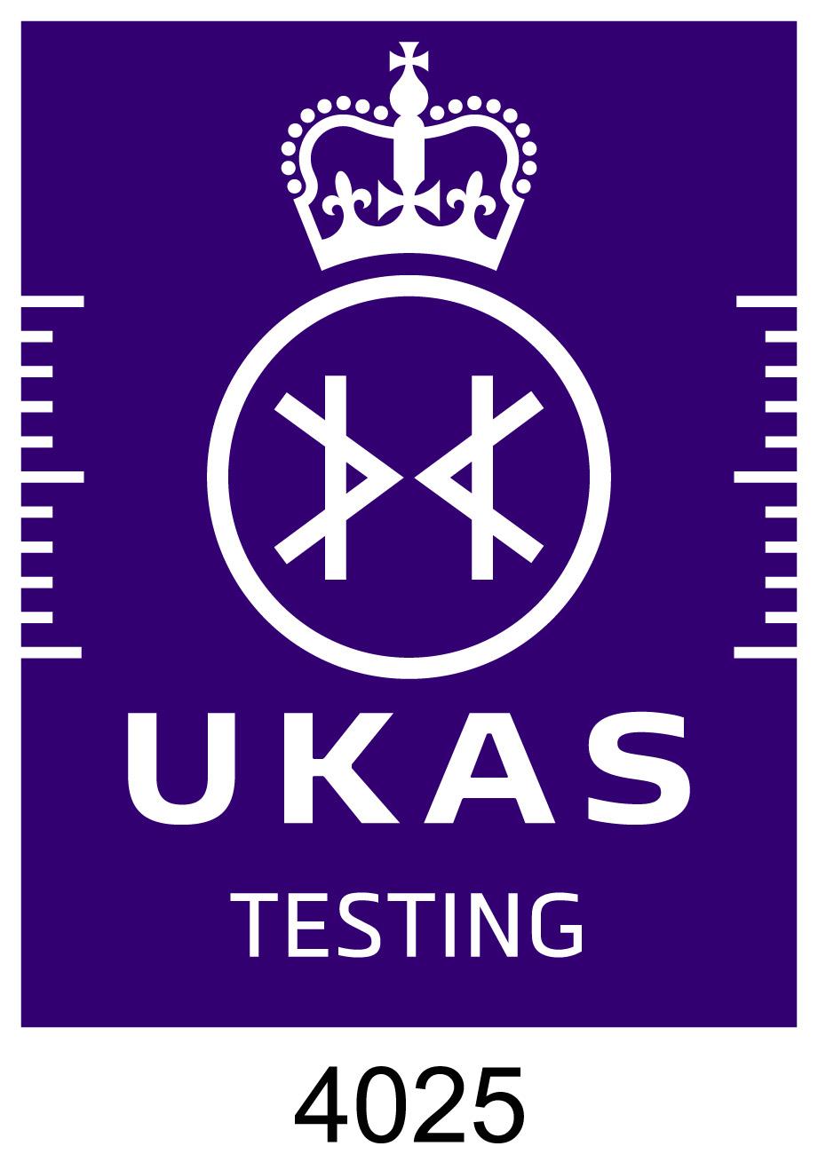 UKAS Testing accreditation logo - number 4025