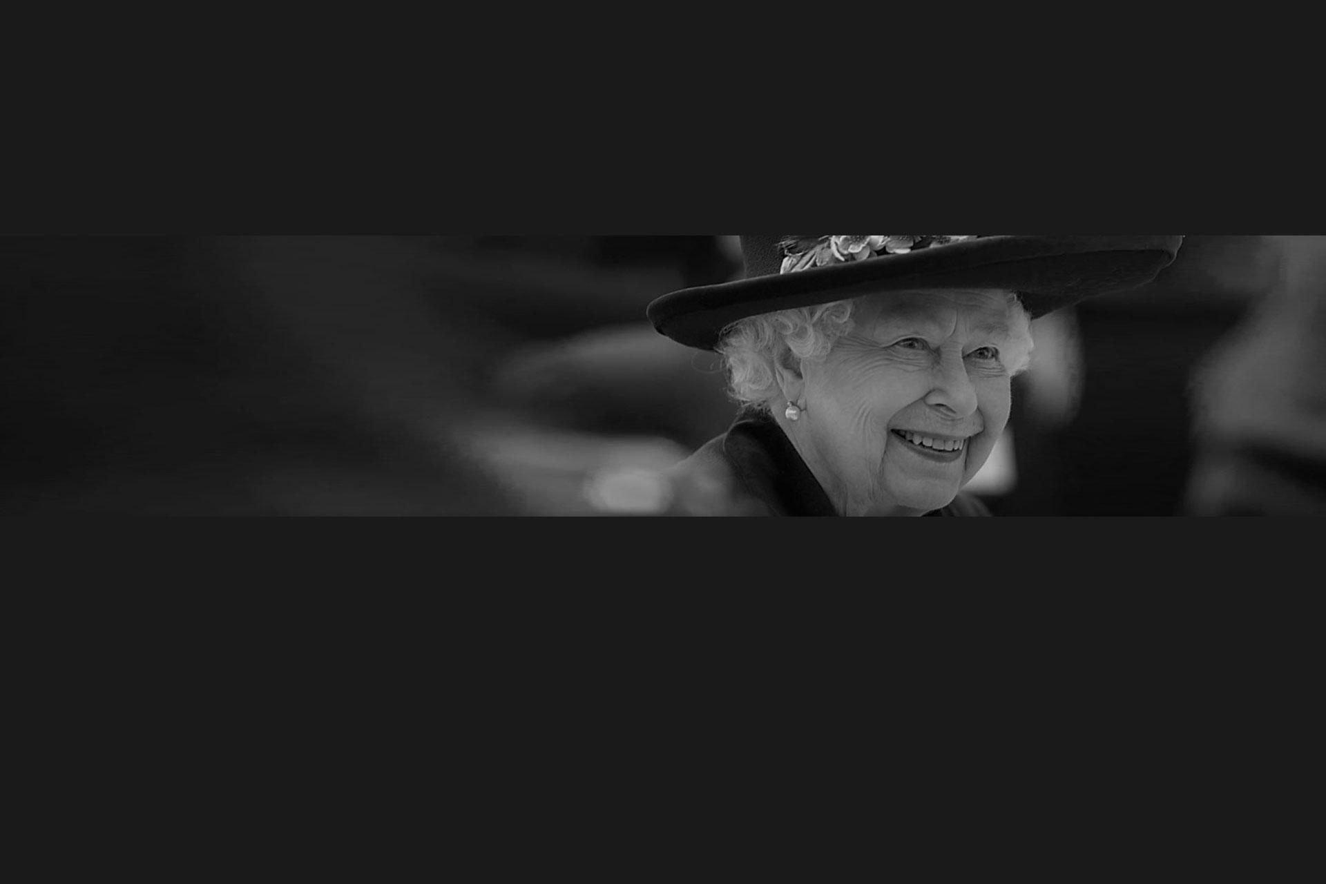 A black and white image of Her Majesty Queen Elizabeth II